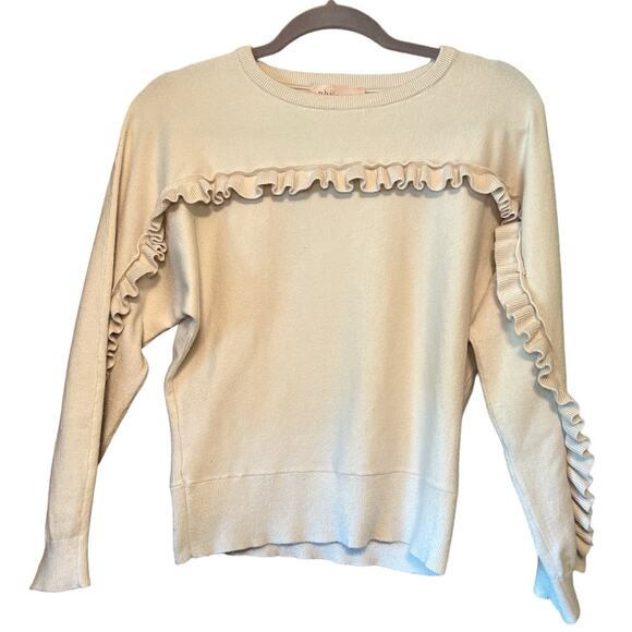 Philosophy Ruffle Trim Tan Sweater - Women's Size XS - Picture 1 of 4